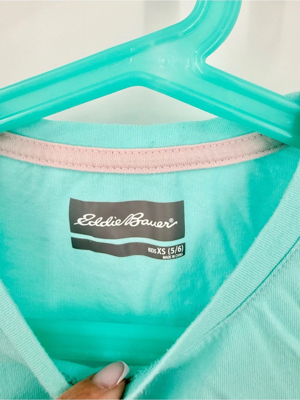 Eddie Bauer Aqua Tee with Blue & Green Heart Earth Graphic